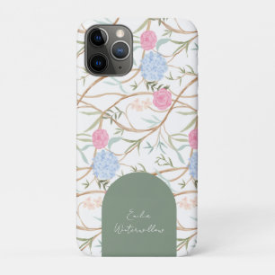 Capa Para iPhone 11 Pro Hidrangea Pintada à Mão Grandmillennial Personaliz