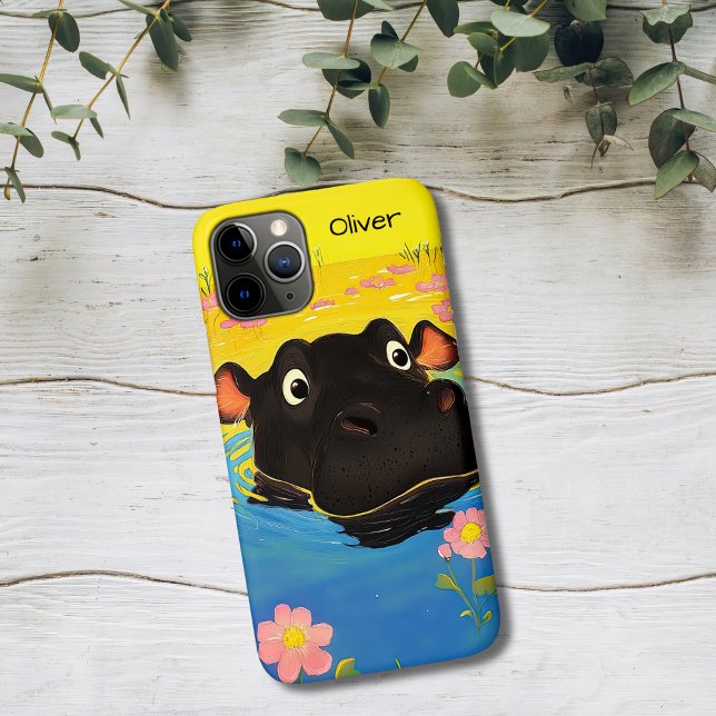 Capa Para iPhone 11 Pro Hipopótamo Feliz em Lagoa Florida (Criador carregado)
