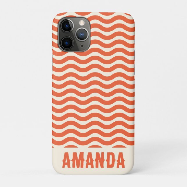 Capa Para iPhone 11 Pro Hippie Stripes Laranja Personalizadas Retroativame (Verso)