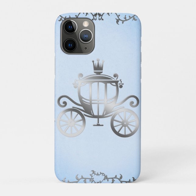 Capa Para iPhone 11 Pro História do Carruagem Prata Elegante Princesa Azul (Verso)