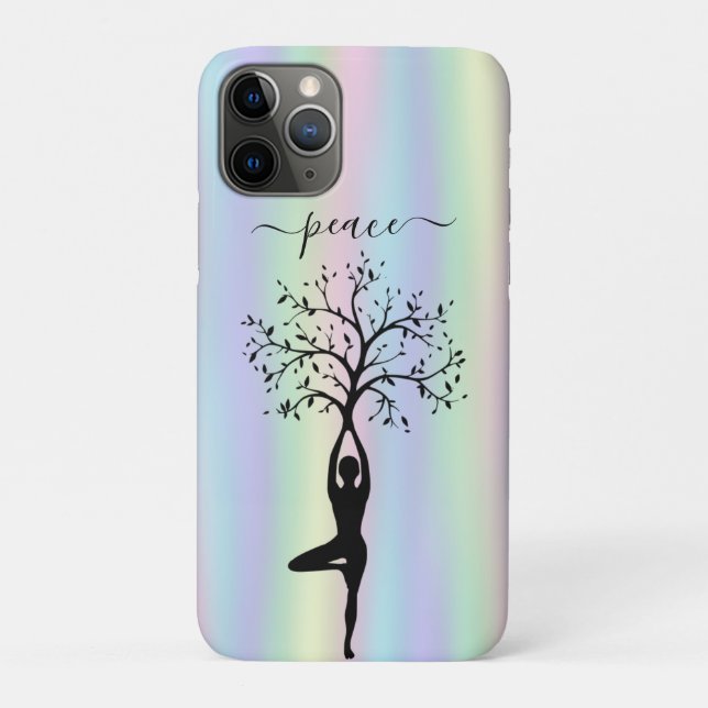 Capa Para iPhone 11 Pro Holográfico Moderno, Yoga da Paz (Verso)