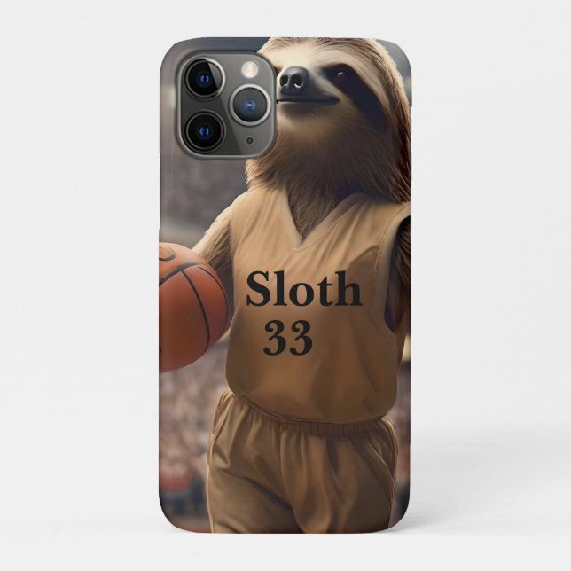 Capa Para iPhone 11 Pro Hoops and Hangs: The Slam Dunking Sloth, (Verso)