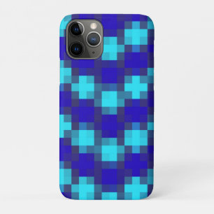 Capa Para iPhone 11 Pro Horizonte Azul: Padrão Xadrez em Quatro Azuis,