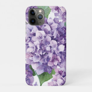 Capa Para iPhone 11 Pro Hortênsia Roxa Aquarela Floral Lavanda Flor