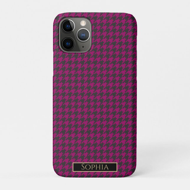 Capa Para iPhone 11 Pro Houndstooth-Magenta- (Verso)