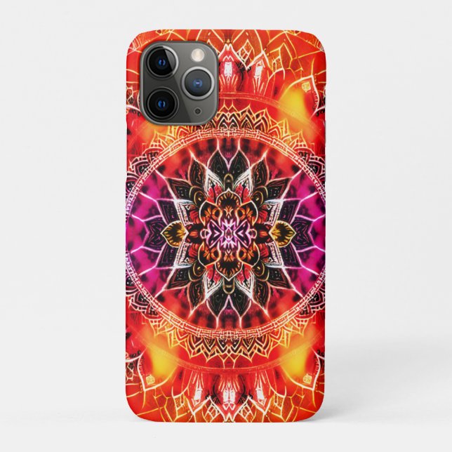 Capa Para iPhone 11 Pro Hypnotic Red Mandala (Verso)