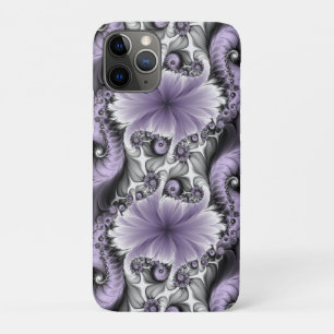Capa Para iPhone 11 Pro Ilusão Lilás Arte Floral Abstrata Fantasia Fractal