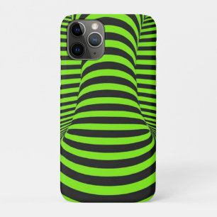 Capa Para iPhone 11 Pro Ilusão Óptica Verde Neon e Preto Unisexo