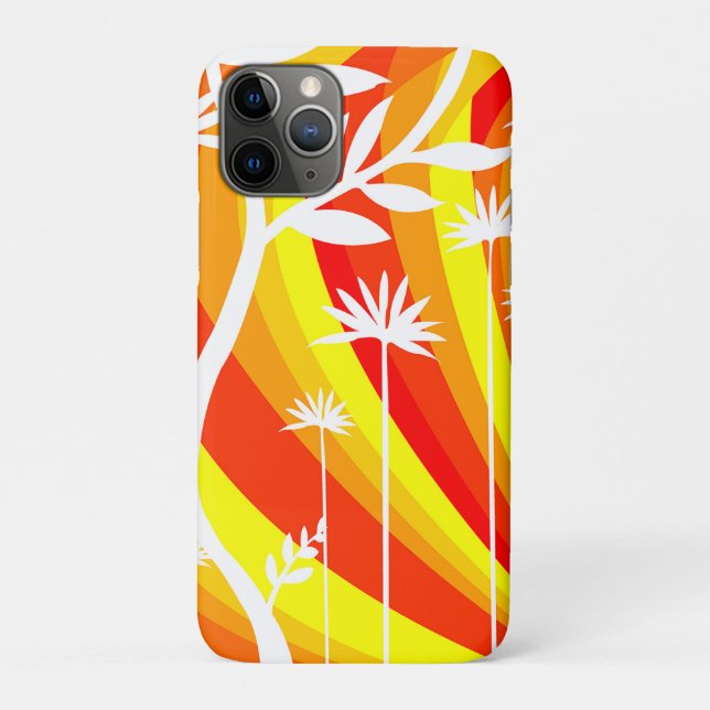 Capa Para iPhone 11 Pro Ilustração Botânica Laranja e Branco (Verso)