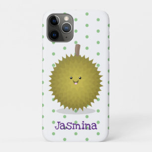 Capa Para iPhone 11 Pro Ilustração de desenho animado de duriano feliz