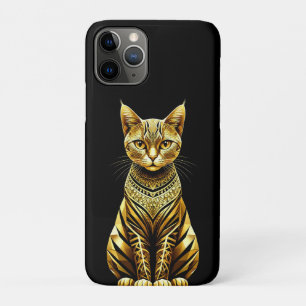 Capa Para iPhone 11 Pro Ilustração de Gato Dourado Ornamentado