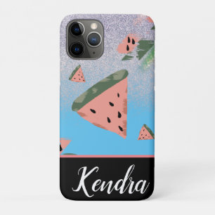 Capa Para iPhone 11 Pro Ilustração de Melancia de Verão com Brilho Padrão