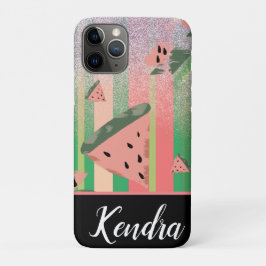 Capa Para iPhone 11 Pro Ilustração de Melancia de Verão Listras Brilho