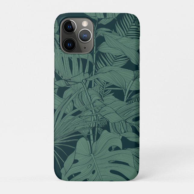 Capa Para iPhone 11 Pro Ilustração exótica de linha tropical. (Verso)