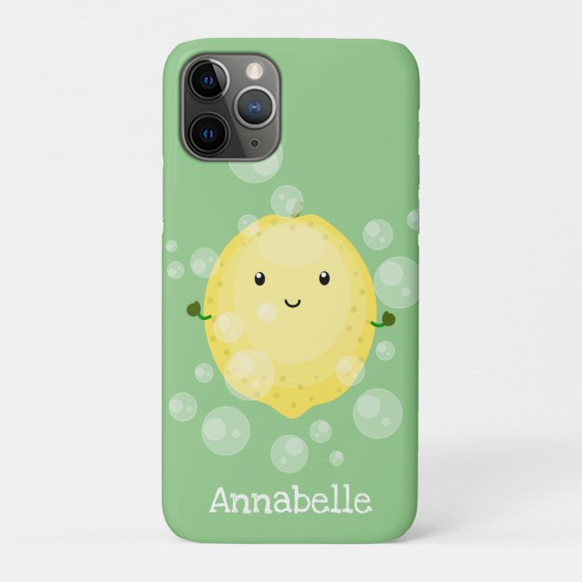 Capa Para iPhone 11 Pro Imagem das bolhas de fruta de limão-branco (Verso)