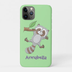 Capa Para iPhone 11 Pro Imagem de desenho animado de bebê guaxinim feliz e