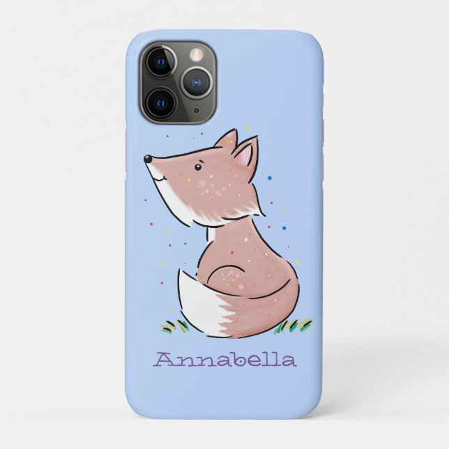 Capa Para iPhone 11 Pro Imagem de desenho animado de raposas de bebês (Verso)