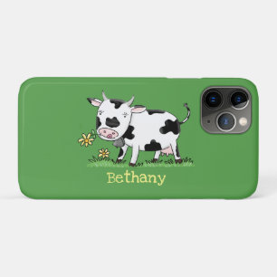 Capa Para iPhone 11 Pro Imagem de desenho animado de uma vaca em verde