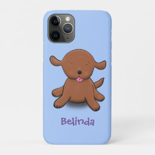 Capa Para iPhone 11 Pro Imagem de desenho azul de cachorro feliz e giro