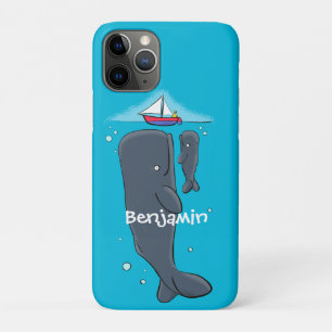 Capa Para iPhone 11 Pro Imagem de desenhos animados de baleias-brancas e e