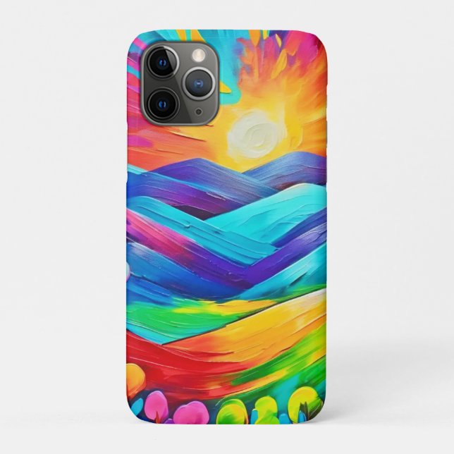 Capa Para iPhone 11 Pro Impressão de Arte de Montanha Sunset vibrante (Verso)