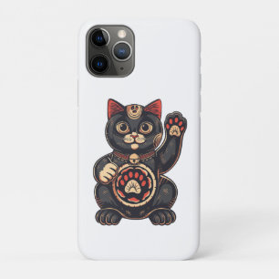 Capa Para iPhone 11 Pro impressão de gato Maneki Neko desenhado para japon