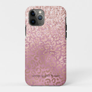 Capa Para iPhone 11 Pro Impressão de Leopardo Glam Pink Glitzy Glitzy