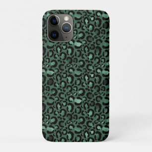 Capa Para iPhone 11 Pro Impressão de Leopardo Verde Esmeralda