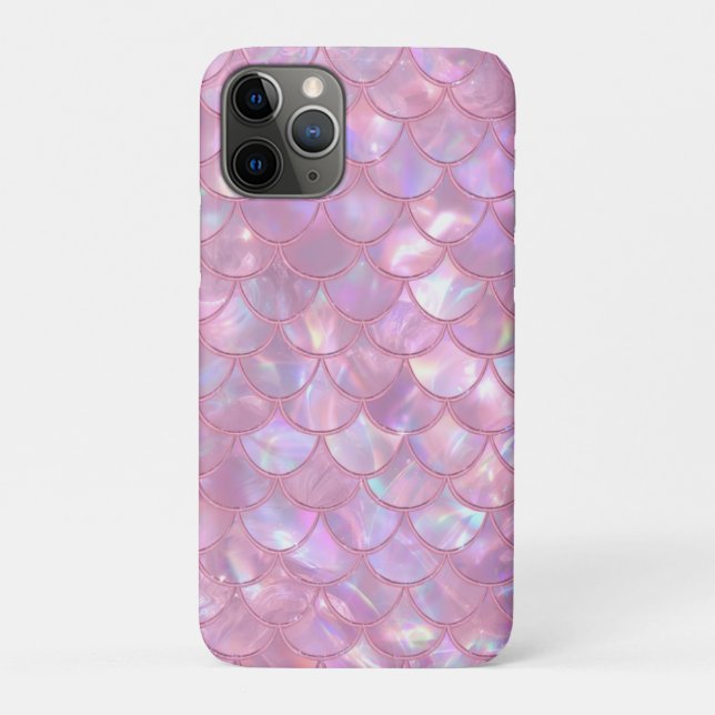 Capa Para iPhone 11 Pro Impressão de Sereia Rosa Claro (Verso)
