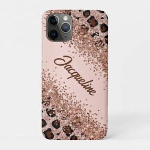 Capa Para iPhone 11 Pro Impressão Leopardo Elegante e Sparkly