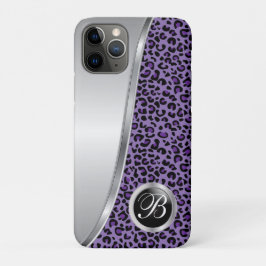 Capa Para iPhone 11 Pro Impressão Leopardo Preto e Roxo | Monograma