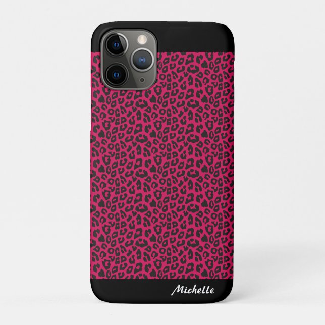 Capa Para iPhone 11 Pro impressão-leopardo rosa personalizada (Verso)