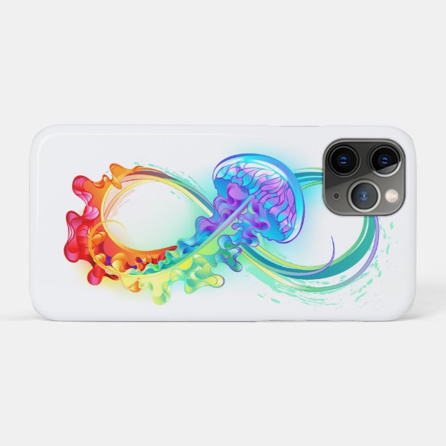 Capa Para iPhone 11 Pro Infinidade com água-vivas do Arco-Íris (Verso (horizontal))