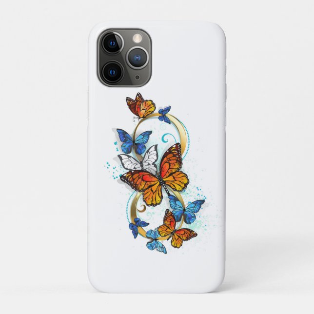 Capa Para iPhone 11 Pro Infinidade de Borboletas Monarca (Verso)