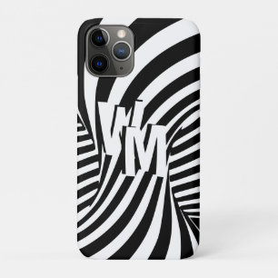 Capa Para iPhone 11 Pro Iniciais de Padrão de Zebra Abstrato branco retrô 