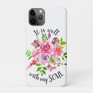 Capa Para iPhone 11 Pro Inspiração Floral Rosa É Bom Com Minha Alma