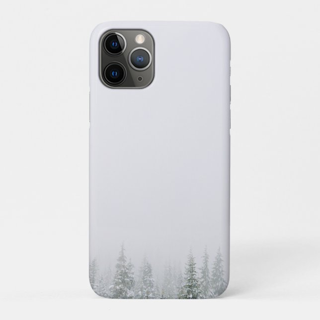 Capa Para iPhone 11 Pro Inverno Neve preto e branco cinza (Verso)