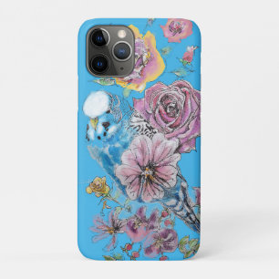 Capa Para iPhone 11 Pro iPhone floral de Aquarela Azul