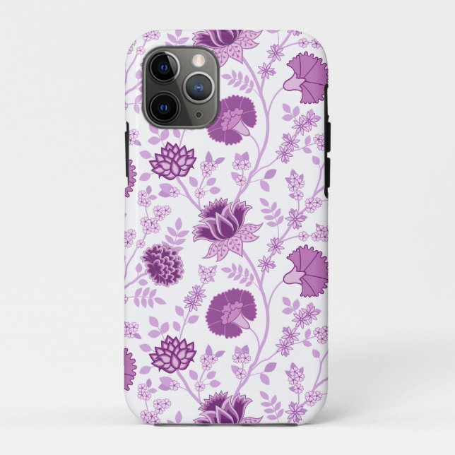 Capa Para iPhone 11 Pro Jacobean Floral Big Pattern Pinks em Branco (Verso)