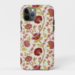 Capa Para iPhone 11 Pro Jacobean Floral Big Pattern Reds Pinks Dourado Cre
