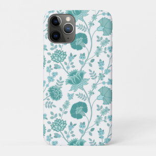 Capa Para iPhone 11 Pro Jacobean Floral Big Pattern Teals on White