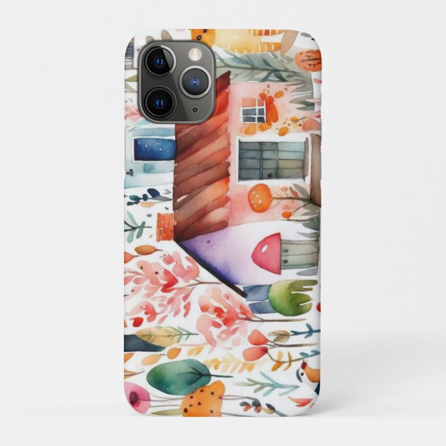 Capa Para iPhone 11 Pro Jardim de algodão, animais de campo floral (Verso)