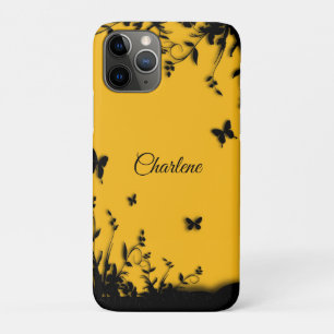 Capa Para iPhone 11 Pro Jardim de Borboleta Amarela Saffron Personalizado
