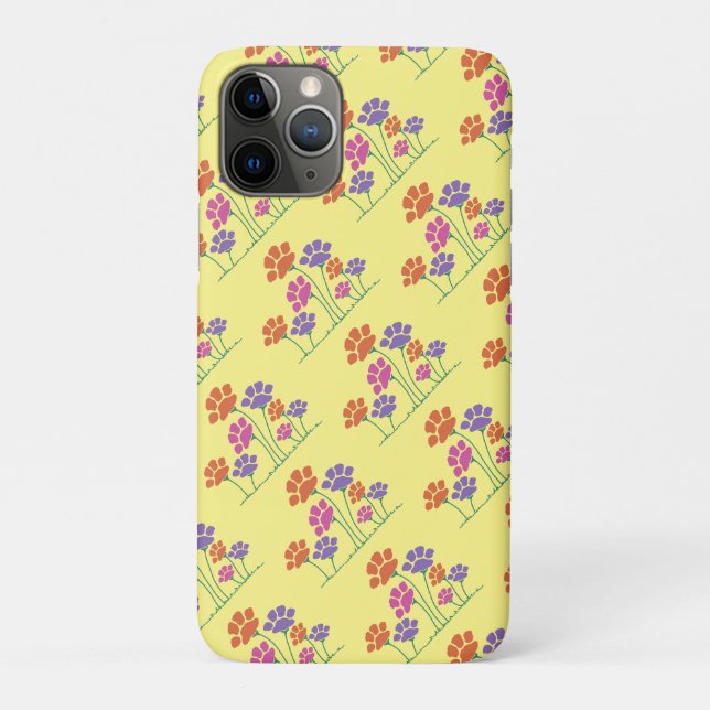 Capa Para iPhone 11 Pro Jardim de Flores de Pegada de Pata (Verso)