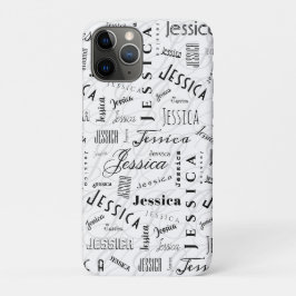 Capa Para iPhone 11 Pro Jessica Custom Name Black White