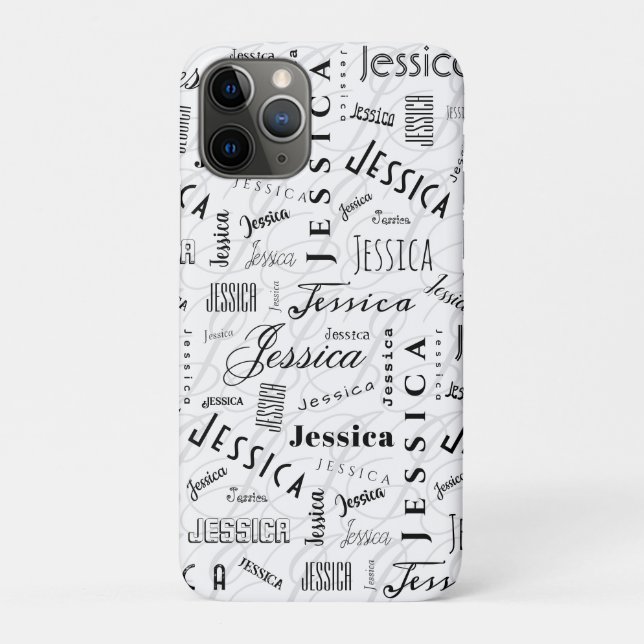 Capa Para iPhone 11 Pro Jessica Custom Name Black White (Verso)