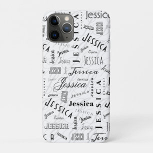 Capa Para iPhone 11 Pro Jessica Nome Personalizado Preto Branco