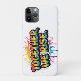 Capa Para iPhone 11 Pro Juntos Nós Subimos Design de Citação Arco-íris