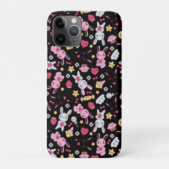 Capa Para iPhone 11 Pro Kawaii Bunny Pattern (Verso)
