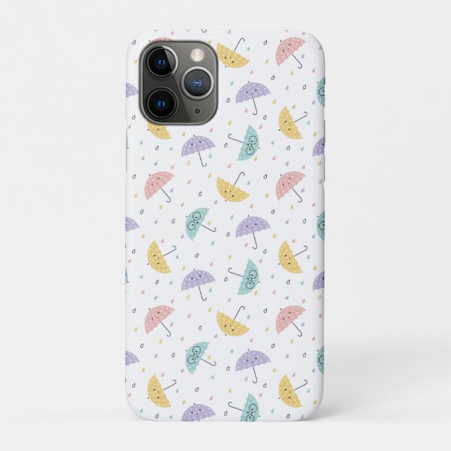 Capa Para iPhone 11 Pro Kawaii Pastel Umbrella Pattern (Verso)